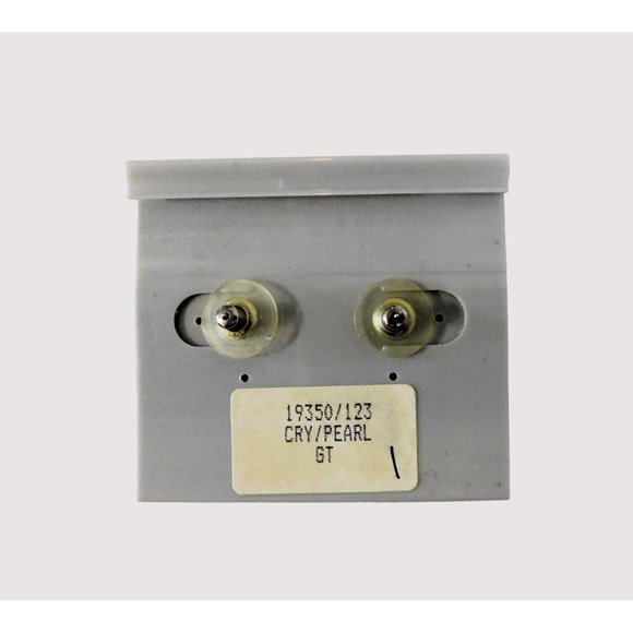 Vintage 1980s Von Elle Swarovski Crystals Faux Pearl Pierced Earrings Goldtone - Picture 3 of 7